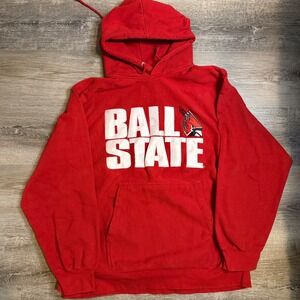 Ball State Cardinals Red Hoodie Pro Weave Sweatshirt Pullover NCAA Sport Size L